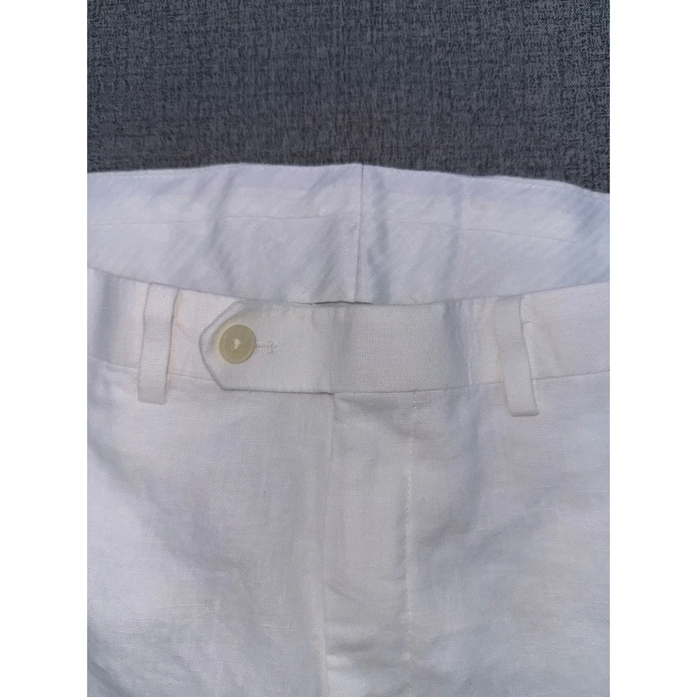 Ralph Lauren Black Label 39x28 Linen Pants White Flat Front Trousers Men